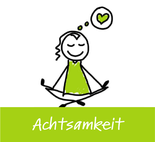Illustration Achtsamkeit,  Hahn-Coaching, Silvia Hahn, laufendes Männchen mit Pfeil auf dem Action steht.