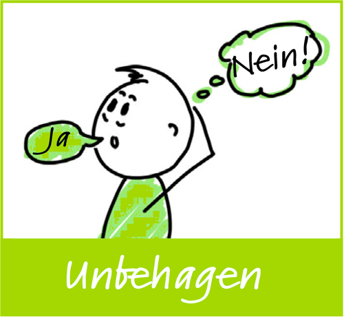 Illustration Grenzen Setzten, Strichmännchen mit Schild: NEIN. Hahn Coaching, Köln